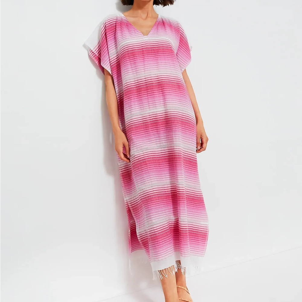 Lemlem for Tuckernuck Feven Fushia Dalila V Neck Caftan One Size NWT